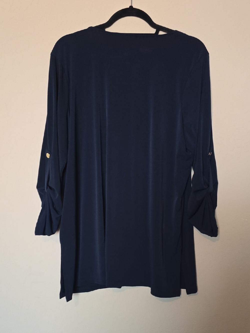 MK Navy Lace-Up Gold Chain Detail Women's Top - Picture 4 of 4